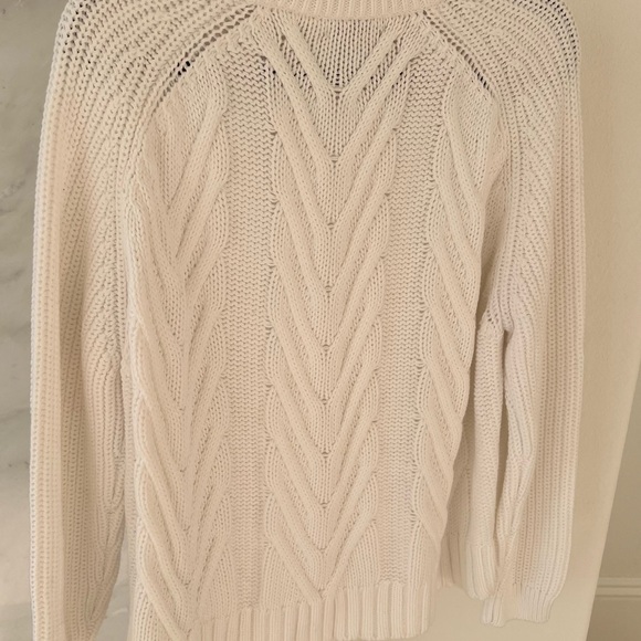 NWT • J Crew White Cable Knit Sweater - Picture 2 of 3